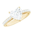 thumbnail image 1 of Rosec Jewels Lab Created Diamond Heart Engagement Ring with Side Stones (2 Ct, 8 mm, Ef-Vs Quality), 10K Yellow Gold, US 6.00, 1 of 8