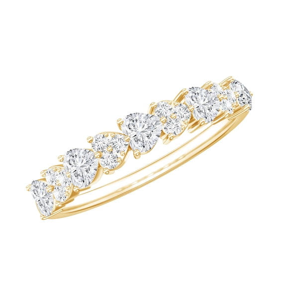 Rosec Jewels Lab Created Diamond Heart Eternity Ring (Ef-Vs Quality Certified) - Love Ring for Valentines Day, 14K Yellow Gold, US 3.00