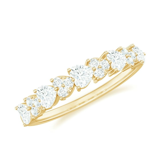 Rosec Jewels Lab Created Diamond Heart Eternity Ring (Ef-Vs Quality Certified) - Love Ring for Valentines Day, 14K Yellow Gold, US 8.00
