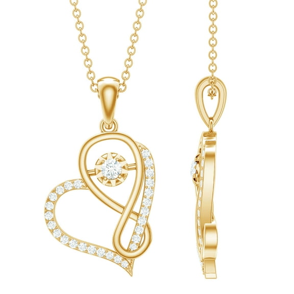 Rosec Jewels Lab Created Diamond Heart Necklace with Infinity (Ef-Vs Quality) - Love Pendant Necklace for Valentines Day, 14K Yellow Gold