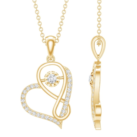 Rosec Jewels Lab Created Diamond Heart Necklace with Infinity (Ef-Vs Quality) - Love Pendant Necklace for Valentines Day, 18K Yellow Gold