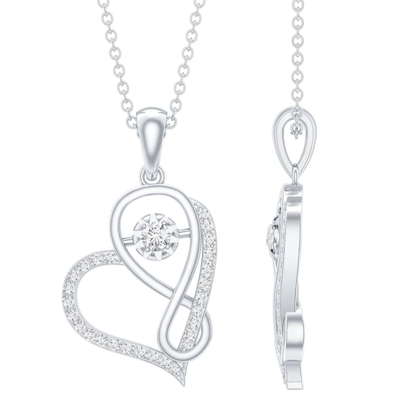 Rosec Jewels Lab Created Diamond Heart Necklace with Infinity (Ef-Vs Quality) - Love Pendant Necklace for Valentines Day, 925 Sterling Silver