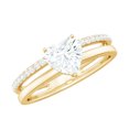 thumbnail image 1 of Rosec Jewels Lab Created Diamond Heart Ring 1 Carat - EF-VS Quality Certified Diamond Double Band Engagement Ring, 18K Yellow Gold, US 4.00, 1 of 7