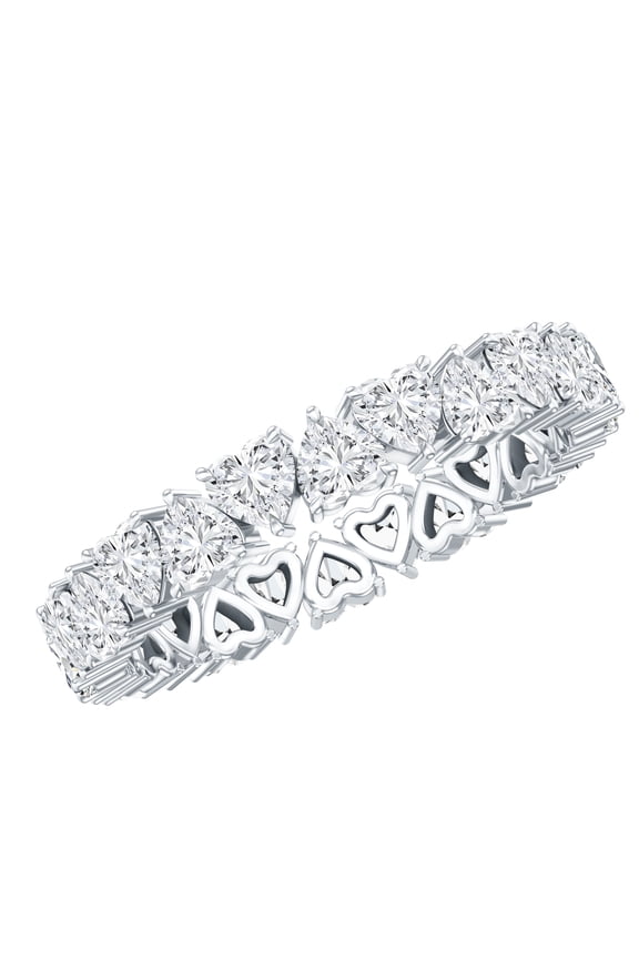Lab Created Diamond Heart Wedding Band for Women - EF-VS Quality Diamond Eternity Band - With Jewelry Box, 925 Sterling Silver, US 4.00