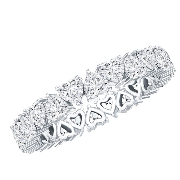 Rosec Jewels Lab Created Diamond Heart Wedding Band for Women - EF-VS Quality Diamond Eternity Band - With Jewelry Box, 925 Sterling Silver, US 9.00