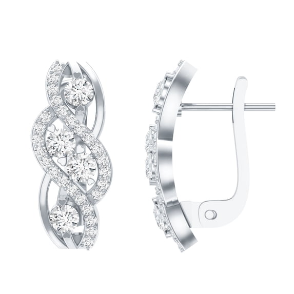 Rosec Jewels Lab Created Diamond Infinity Earrings - Diamond Stud Earrings - EF-VS Quality, 10K White Gold