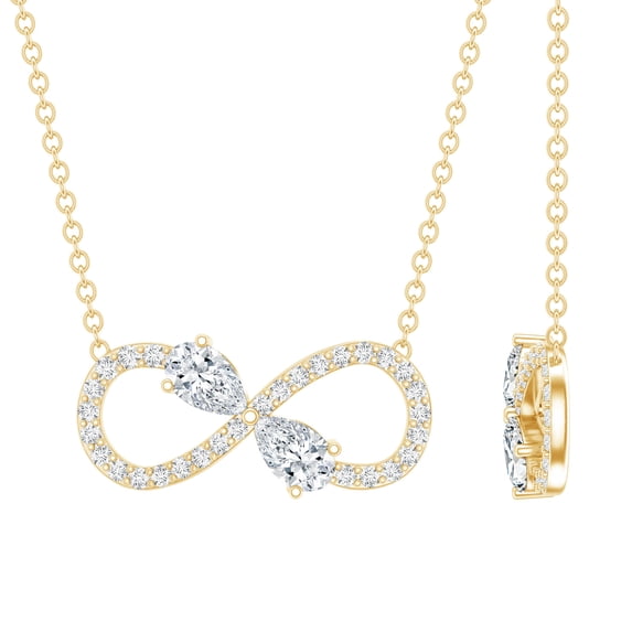 Rosec Jewels Lab Created Diamond Infinity Knot Necklace for Women (EF-VS Quality) Ready to Gift for Anniversary, 10K Yellow Gold