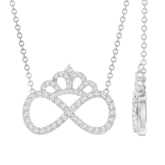 Rosec Jewels Lab Created Diamond Infinity Necklace - EF-VS Grade Diamond Crown Necklace - Ready to Gift, 14K White Gold