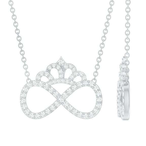 Rosec Jewels Lab Created Diamond Infinity Necklace - EF-VS Grade Diamond Crown Necklace - Ready to Gift, 925 Sterling Silver