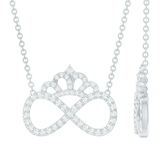 Rosec Jewels Lab Created Diamond Infinity Necklace - EF-VS Grade Diamond Crown Necklace - Ready to Gift, 925 Sterling Silver