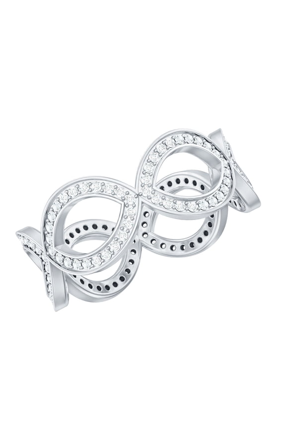 Lab Created Diamond Infinity Ring (Ef-VS Quality) - Knot Ring for Valentines Day Gift, 14K White Gold, US 7.00