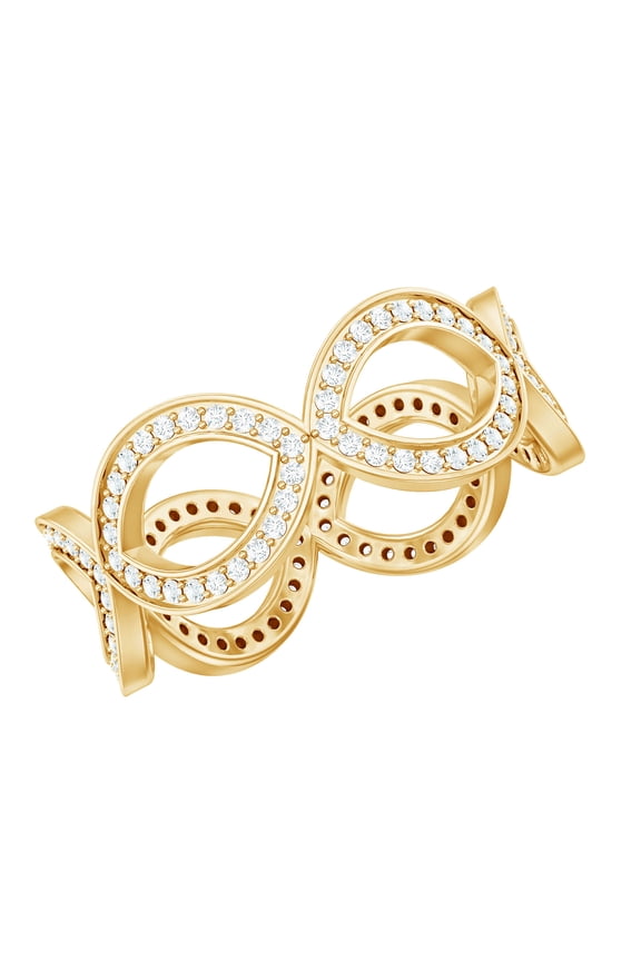 Lab Created Diamond Infinity Ring (Ef-VS Quality) - Knot Ring for Valentines Day Gift, 14K Yellow Gold, US 7.00
