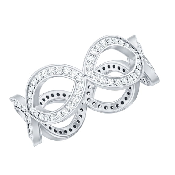 Rosec Jewels Lab Created Diamond Infinity Ring (Ef-VS Quality) - Knot Ring for Valentines Day Gift, 925 Sterling Silver, US 4.00