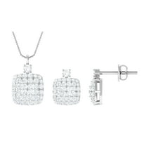 Rosec Jewels Lab Created Diamond Jewelry Set (Ef-Vs Quality) - Bridal Earrings Necklace Set - with Jewelry Box, 925 Sterling Silver