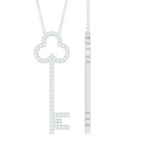 Rosec Jewels - Lab Created Diamond Key Necklace for Women - EF-VS Quality - Ready to Gift, 925 Sterling Silver