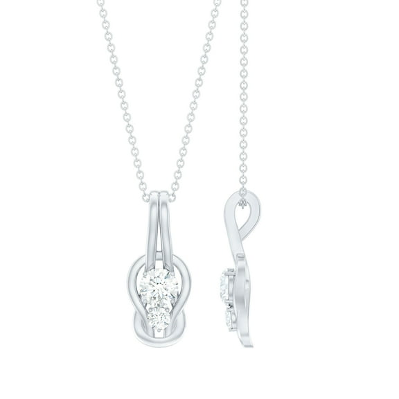 Rosec Jewels Lab Created Diamond Knot Necklace - 2 Stone Necklace with Chain - Ready to Gift for Christmas, 925 Sterling Silver