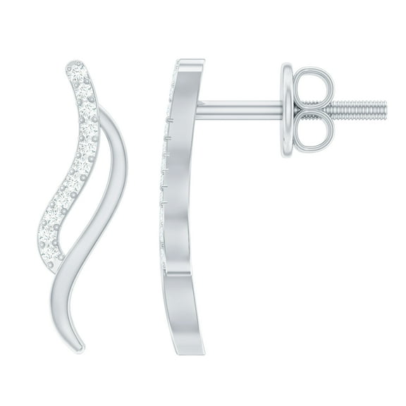 Rosec Jewels Lab Created Diamond Leaf Earrings for Women - Diamond Stud Earrings - EF-VS Quality Certified - Ready to Gift, 14K White Gold