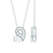 Rosec Jewels Lab Created Diamond Necklace - Vintage Style Pear Necklace for Anniversary (EF-VS Grade), 925 Sterling Silver