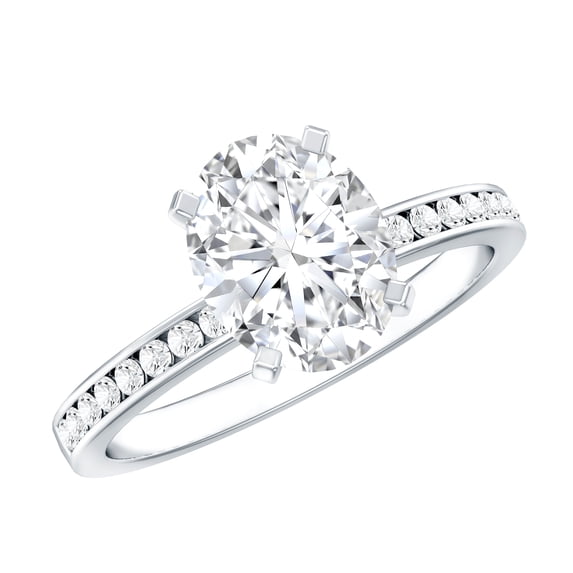 Rosec Jewels Lab Created Diamond Oval Engagement Ring 2 Carat - 7X9 mm - Solitaire Ring - EF-VS Grade, 14K White Gold, US 12.50