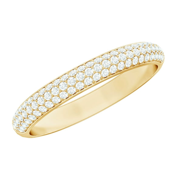 Rosec Jewels Lab Created Diamond Pave Wedding Band - Half Eternity Ring - EF-VS Grade Certified, 18K Yellow Gold, US 5.00