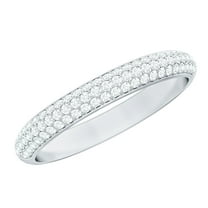 Rosec Jewels Lab Created Diamond Pave Wedding Band - Half Eternity Ring - EF-VS Grade Certified, 925 Sterling Silver, US 4.00