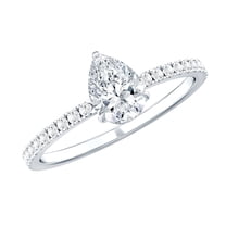Rosec Jewels Lab Created Diamond Pear Shape Engagement Ring with Side Stones - Ef-Vs Quality Diamond Teardrop Ring (5x7 mm), 925 Sterling Silver, US 4.00