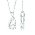 thumbnail image 1 of Rosec Jewels Lab Created Diamond Pendant with Chain - 6X8 mm oval, 1 Ct, EF-VS Quality Certified, 925 Sterling Silver, 1 of 7