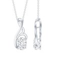 thumbnail image 1 of Rosec Jewels Lab Created Diamond Pendant with Chain - Oval, 1 Ct, EF-VS Quality Certified, 925 Sterling Silver, 1 of 6