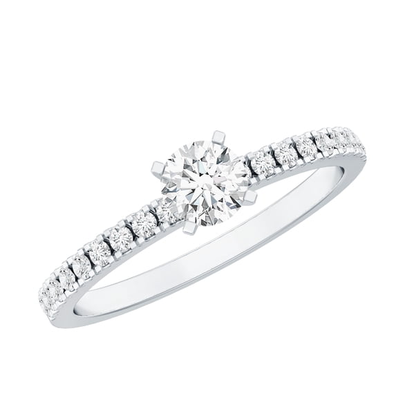 Rosec Jewels - Lab Created Diamond Promise Engagement Ring (5 MM, Half Ct, EF-VS Grade), 925 Sterling Silver, US 4.00