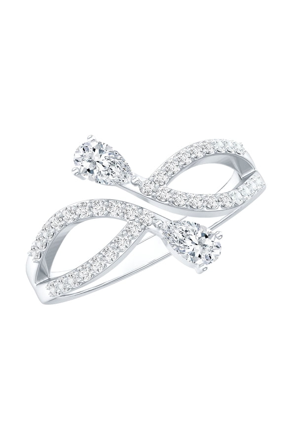 Lab Created Diamond Promise Infinity Ring - Minimalist Ring - EF-VS Quality, 14K White Gold, US 7.00