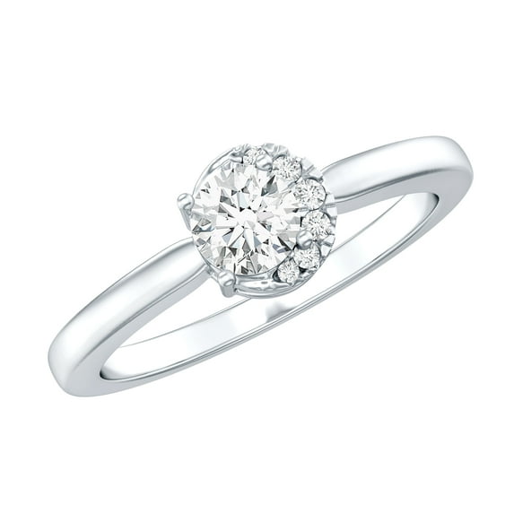 Rosec Jewels - Lab Created Diamond Promise Ring (EF-VS Grade) - Ready to Gift for Valentines Day, 18K White Gold, US 13.00