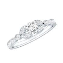 Rosec Jewels - Lab Created Diamond Promise Ring (EF-VS Grade) - Vintage Style Ring, 925 Sterling Silver, US 4.00