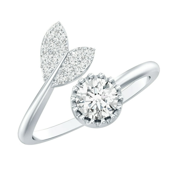 Rosec Jewels Lab Created Diamond Ring - Animal Inspired Fish Tail Wrap Ring - Ready to Gift, 18K White Gold, US 7.00