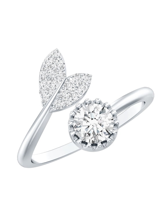 Lab Created Diamond Ring - Animal Inspired Fish Tail Wrap Ring - Ready to Gift, 925 Sterling Silver, US 7.00