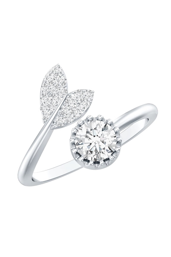 Lab Created Diamond Ring - Animal Inspired Fish Tail Wrap Ring - Ready to Gift, 925 Sterling Silver, US 7.00