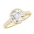 thumbnail image 1 of Rosec Jewels Lab Created Diamond Ring - Bezel Set Engagement Ring 2 Carat (8 mm, EF-VS Quality), 10K Yellow Gold, US 5.00, 1 of 9