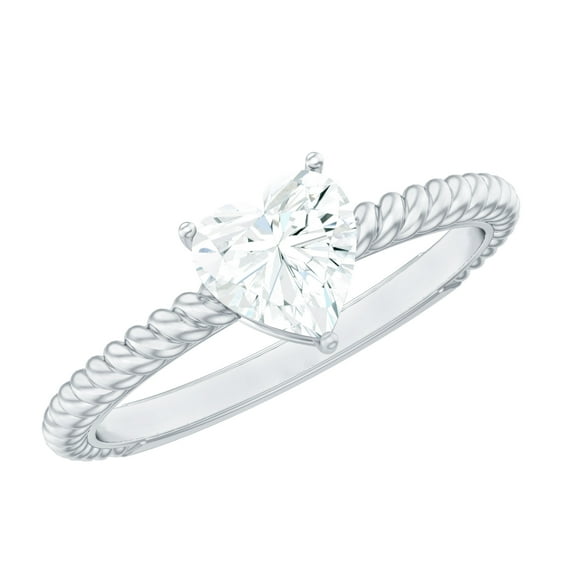 Rosec Jewels Lab Created Diamond Ring In Heart Shape - Half Carat - 5 MM - EF-VS Quality - Ready to Gift, 925 Sterling Silver, US 4.00