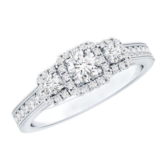 Rosec Jewels - Lab Created Diamond Ring - Vintage Inspired Engagement Ring - EF-VS Quality, 925 Sterling Silver, US 4.00