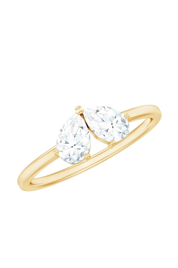 Lab Created Diamond Ring for Women - Two Stone Promise Ring - EF-VS Quality, 14K Yellow Gold, US 7.00