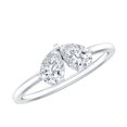 thumbnail image 1 of Rosec Jewels Lab Created Diamond Ring for Women - Two Stone Promise Ring - EF-VS Quality, 18K White Gold, US 11.50, 1 of 8
