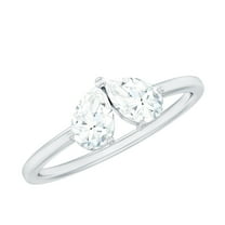 Rosec Jewels Lab Created Diamond Ring for Women - Two Stone Promise Ring - EF-VS Quality, 925 Sterling Silver, US 4.00