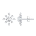 thumbnail image 1 of Rosec Jewels Lab Created Diamond Snowflake Earrings with Screw Back (Ef-Vs Grade) - Minimalist Earrings Ready to Gift for Christmas, 14K White Gold, 1 of 6