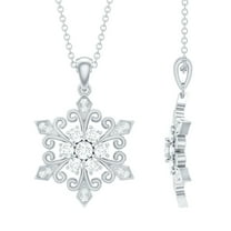 Rosec Jewels Lab Created Diamond Snowflake Pendant with Chain (Ef-Vs Quality) - Winter Necklace for Christmas - Ready to Gift for Women, 925 Sterling Silver