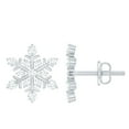thumbnail image 1 of Rosec Jewels Lab Grown Diamond Snowflake Stud Earrings for Women (Ef-VS Quality), Screw Back - Ready to Gift for Christmas, 14K White Gold, 1 of 9