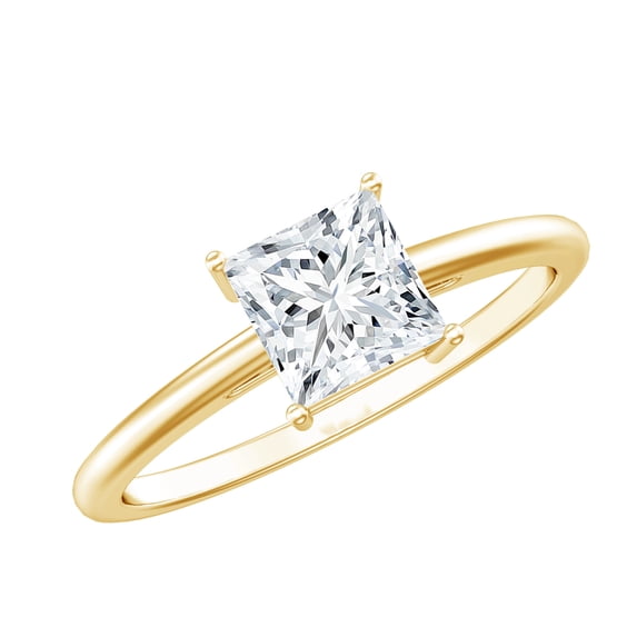 Rosec Jewels Lab Created Diamond Solitaire Ring - 1 ct Diamond Ring Princess Cut (6mm, Ef-Vs Quality) - Ready to Gift, 18K Yellow Gold, US 8.50