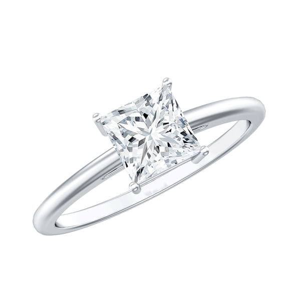 Rosec Jewels Lab Created Diamond Solitaire Ring - 1 ct Diamond Ring Princess Cut (EF-VS Quality) - Ready to Gift, 925 Sterling Silver, US 4.00