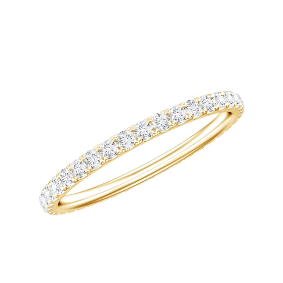 Rosec Jewels Lab Created Diamond Stackable Ring - EF-VS Grade - Pave Diamond Eternity Stacking Band - Valentines Gift, 10K Yellow Gold, US 7.50