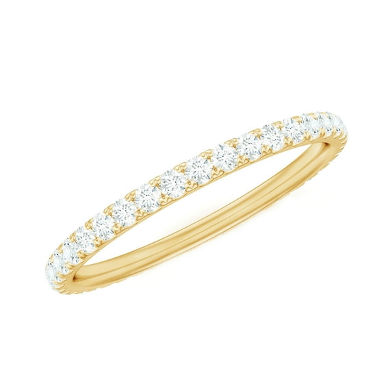 Rosec Jewels Lab Created Diamond Stackable Ring - EF-VS Grade - Pave Diamond Eternity Stacking Band - Valentines Gift, 14K Yellow Gold, US 12.00