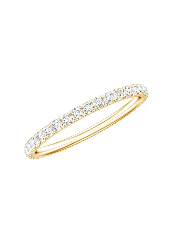 Lab Created Diamond Stackable Ring - EF-VS Grade - Pave Diamond Eternity Stacking Band - Valentines Gift, 14K Yellow Gold, US 7.00