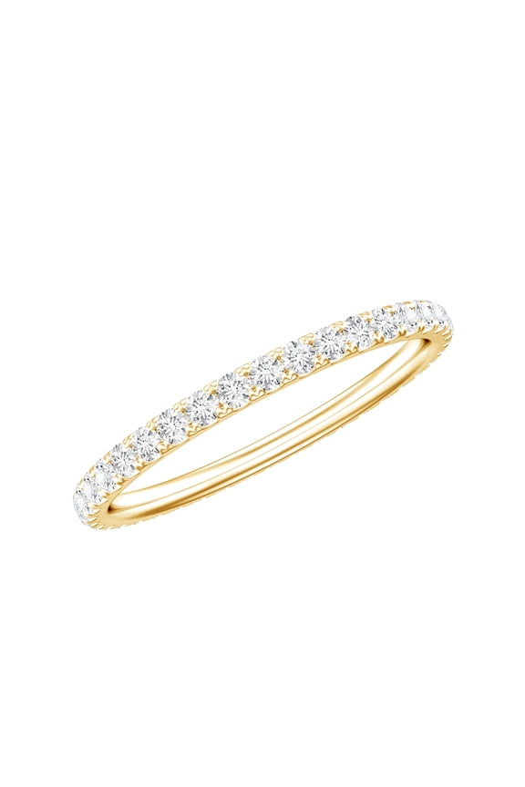 Lab Created Diamond Stackable Ring - EF-VS Grade - Pave Diamond Eternity Stacking Band - Valentines Gift, 14K Yellow Gold, US 7.00